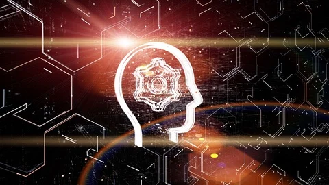 4k Brain AI Artificial Intelligence circuit,Matrix binary computer code text. Stock Footage 115473112