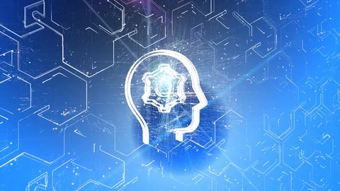 4k Brain AI Artificial Intelligence circuit,Matrix binary computer code text. Stock Footage 115473554