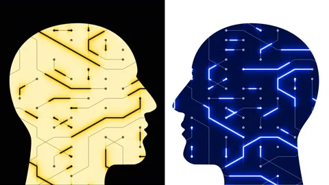 4k Brain head chip circuit digital line,people think AI artificial intelligence Video stock 88756659