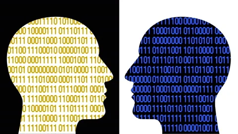 4k Brain head connect  the matrix style binary code,artificial intelligence. Stock Footage 88761596