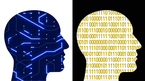 4k Brain head matrix circuit binary code,thinking AI artificial intelligence. Stock Footage 88769644