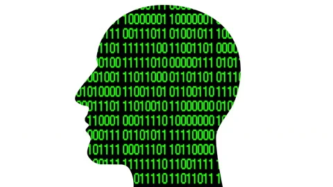 4k Brain head matrix style binary code,man thinking AI artificial intelligence. Stock Footage 88760599