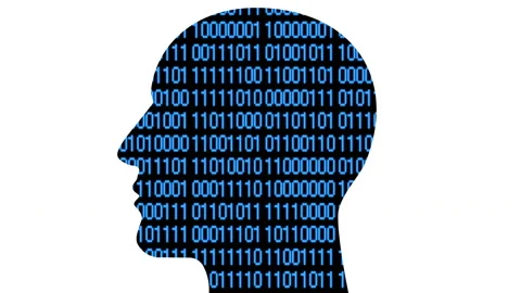 4k Brain head matrix style binary code,man thinking AI artificial intelligence. Stock Footage 88760681