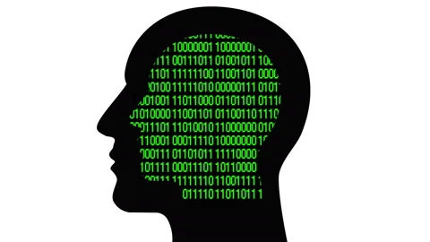 4k Brain head matrix style binary code,man thinking AI artificial intelligence. Stock Footage 88760795