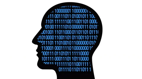 4k Brain head matrix style binary code,man thinking AI artificial intelligence. Stock Footage 88760955