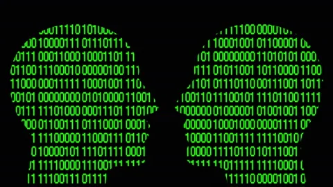 4k Brain head matrix style binary code,man thinking AI artificial intelligence. Stock Footage 88761353