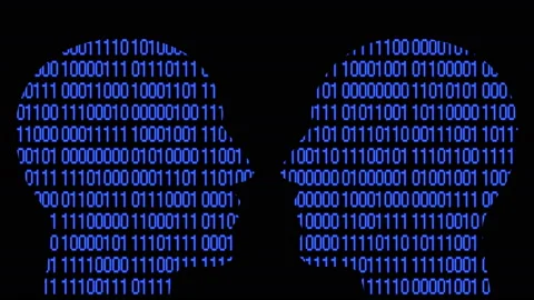 4k Brain head matrix style binary code,man thinking AI artificial intelligence. Stock Footage 88761476