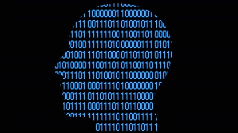 4k Brain head matrix style binary code,man thinking AI artificial intelligence. Stock Footage 88761737