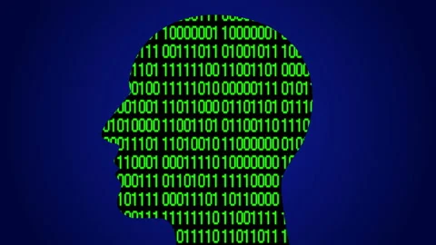 4k Brain head matrix style binary code,man thinking AI artificial intelligence. Stock Footage 88761925