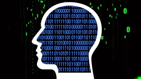 4k Brain head matrix style binary code,man thinking AI artificial intelligence. Stock Footage 88770909