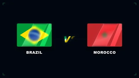 4K Brazil vs Morocco flags soccer game digital information video Stock Footage 335688276