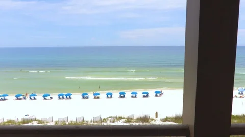 4K Breathtaking View of White Sugar Sand Ocean Beach Stock-Footage 107999577