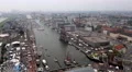4k Bremerhaven harbor aerial view zoom in antique sail ship Goetheborg 4k or 4k+ Resolution