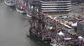 4k Bremerhaven harbor aerial view tourists antique sail ship Goetheborg 4k or 4k+ Resolution