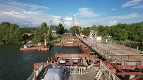 4K Bridgeconstruction on suburban road. Stock Footage 155286581