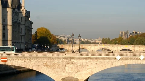 4K BRIDGES OVER THE SEINE RIVER IN PARIS Video stock 97521653