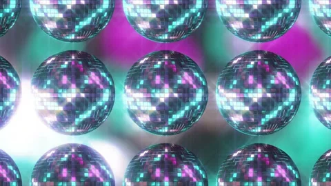 4k Bright Colored Disco Balls. Looped Background Video stock 143000769