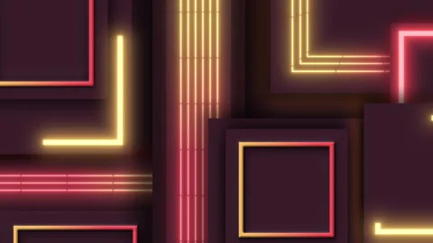 4K Bright neon animation of moving figures and lines on a dark background. Stock Footage 283183296