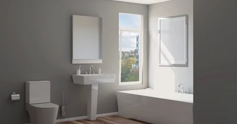 4k. Bright new bathroom interior Video stock 83654759