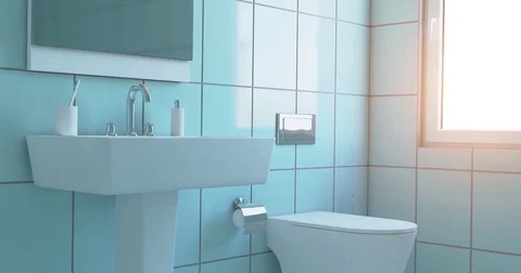 4k. Bright new bathroom interior Video stock 83655319