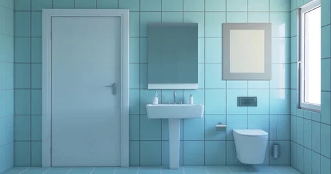 4k. Bright new bathroom interior Stock Footage 83655364