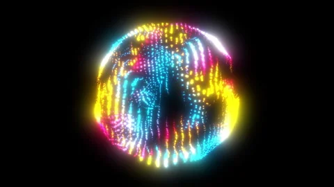 4K bright sphere made of particles. Colorful glowing abstract sphere Stock Footage 275821020