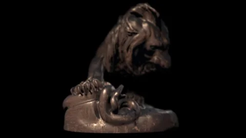 4K bronze lion statue background Stock-Footage 80018528