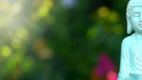 4k Buddha statue in garden setting. Stock Footage 73096355