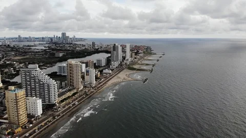4K Buildings and sea Stock Footage