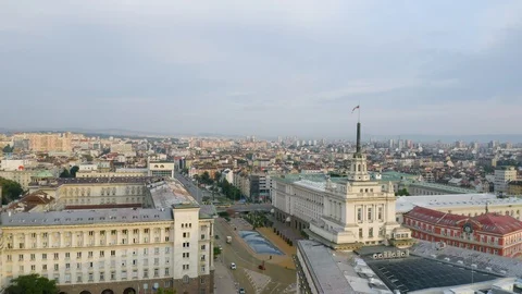 4K Bulgarian Flag Sofia Capital Bulgarian Parliament Independence Square Video stock 122463469