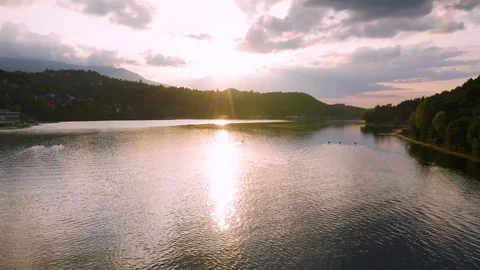 4K Bulgarian Sunset Sofia Capital Kayak with Hydroelectric Renewable Energy Stock Footage 122460253
