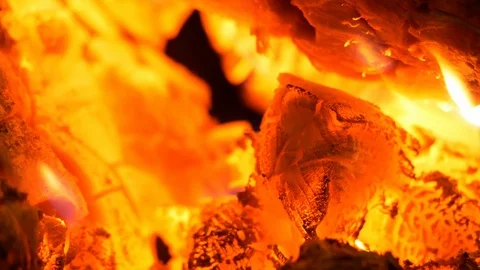 4K - Burning coals inside a campfire Video stock 125531299