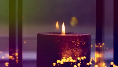 4K Burning Dark Pillar Candle Made of Natural Plant-Based Wax Video stock 332157729
