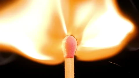 4K - Burning match. Close-up Stock Footage 265899400