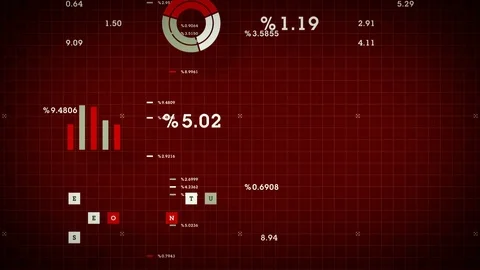 4K Business Data Scrolling Red Stock Footage 89371893