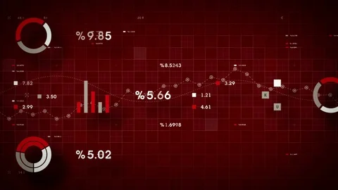 4K Business Data Tracking Red Stock Footage 89372247