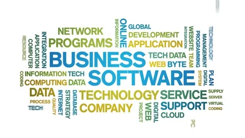 4k Business Software Animated Tag Word Cloud,Text Animation seamless loop. Video stock 151822747