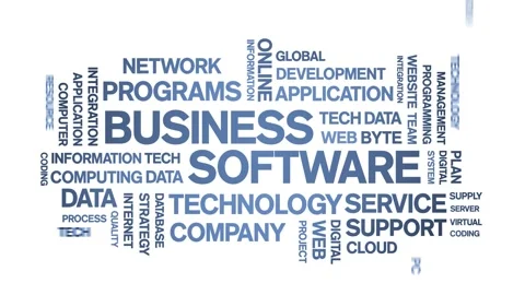 4k Business Software Animated Tag Word Cloud,Text Animation seamless loop. Video stock 151822761