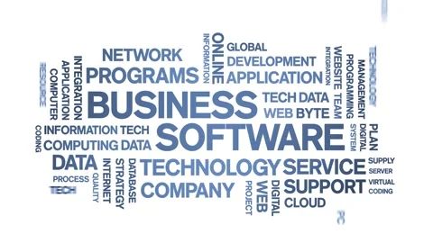 4k Business Software Animated Tag Word Cloud,Text Animation seamless loop. Video stock 151822776