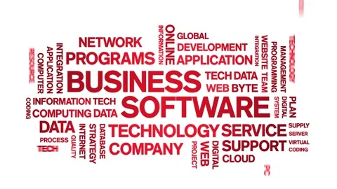 4k Business Software Animated Tag Word Cloud,Text Animation seamless loop. Video stock 151822797