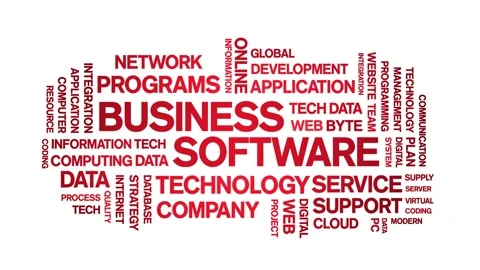 4k Business Software Animated Tag Word Cloud,Text Animation seamless loop. Video stock 151822926
