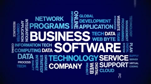 4k Business Software Animated Tag Word Cloud,Text Animation seamless loop. Video stock 151823133