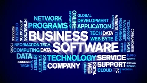 4k Business Software Animated Tag Word Cloud,Text Animation seamless loop. Video stock 151823646