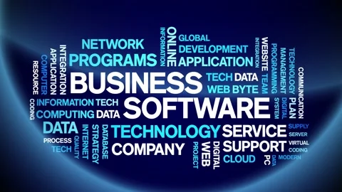 4k Business Software Animated Tag Word Cloud,Text Animation seamless loop. Video stock 151824100