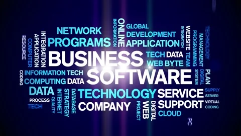 4k Business Software Animated Tag Word Cloud,Text Animation seamless loop. Video stock 151824316