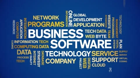 4k Business Software Animated Tag Word Cloud,Text Animation seamless loop. Video stock 151824766