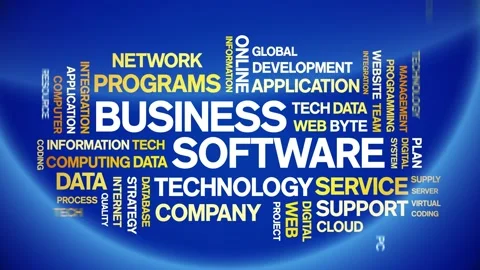 4k Business Software Animated Tag Word Cloud,Text Animation seamless loop. Video stock 151826527