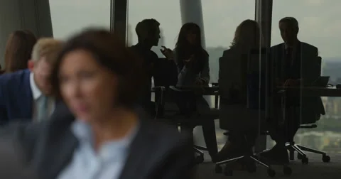 4K Business team having heated discussion boardroom meeting in city office Stock Footage