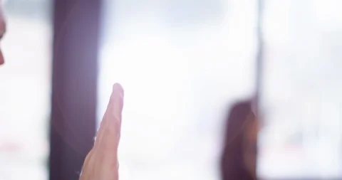 4K Business teamwork concept, closeup on hands of man &amp; woman giving a high five Stock Footage 104114366