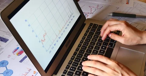 4k Businessman operating computer,change finance data trend chart on laptop. Stock Footage 88984002